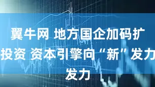 翼牛网 地方国企加码扩投资 资本引擎向“新”发力